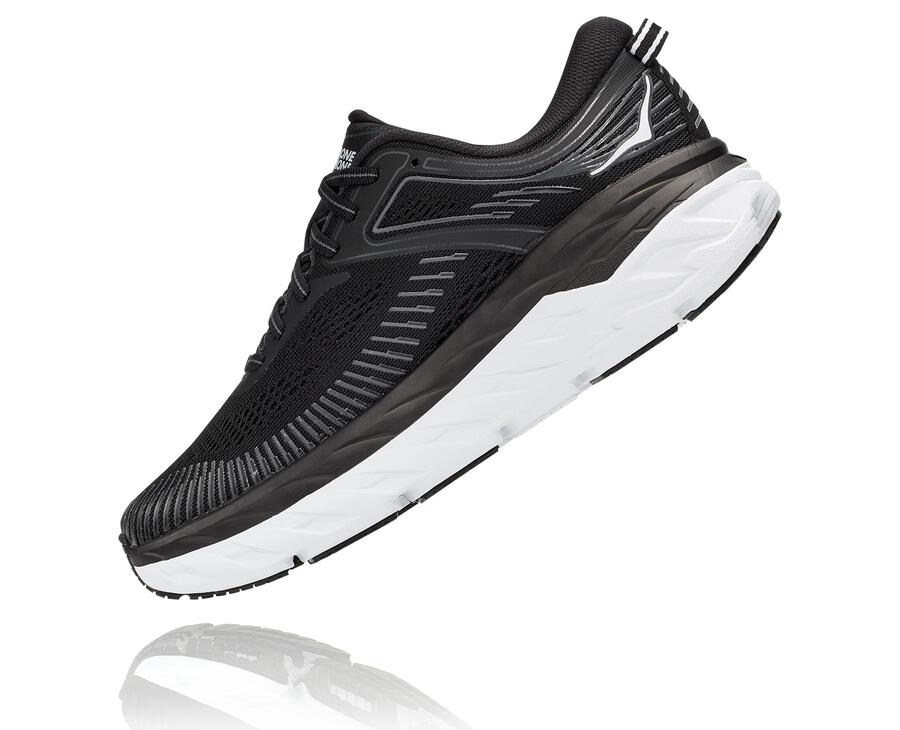 Hoka One One Hardloopschoenen Dames - Bondi 7 - Zwart/Wit - QN4783259